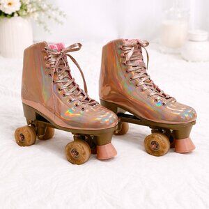 Rose Gold Iridescent Roller Skates